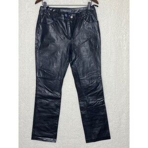 GAP 100% Genuine Leather Pants Women's Size 8 Bootcut Straight Black Vintage Y2K